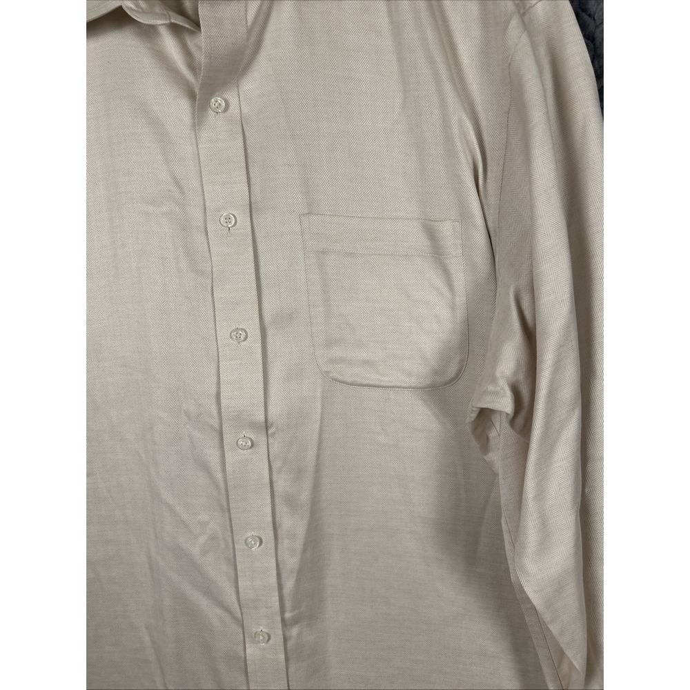 Hart Schaffner Marx Mens Shirt 17.5 Herringbone Weave Non-Iron Pima Cotton - Picture 5 of 8